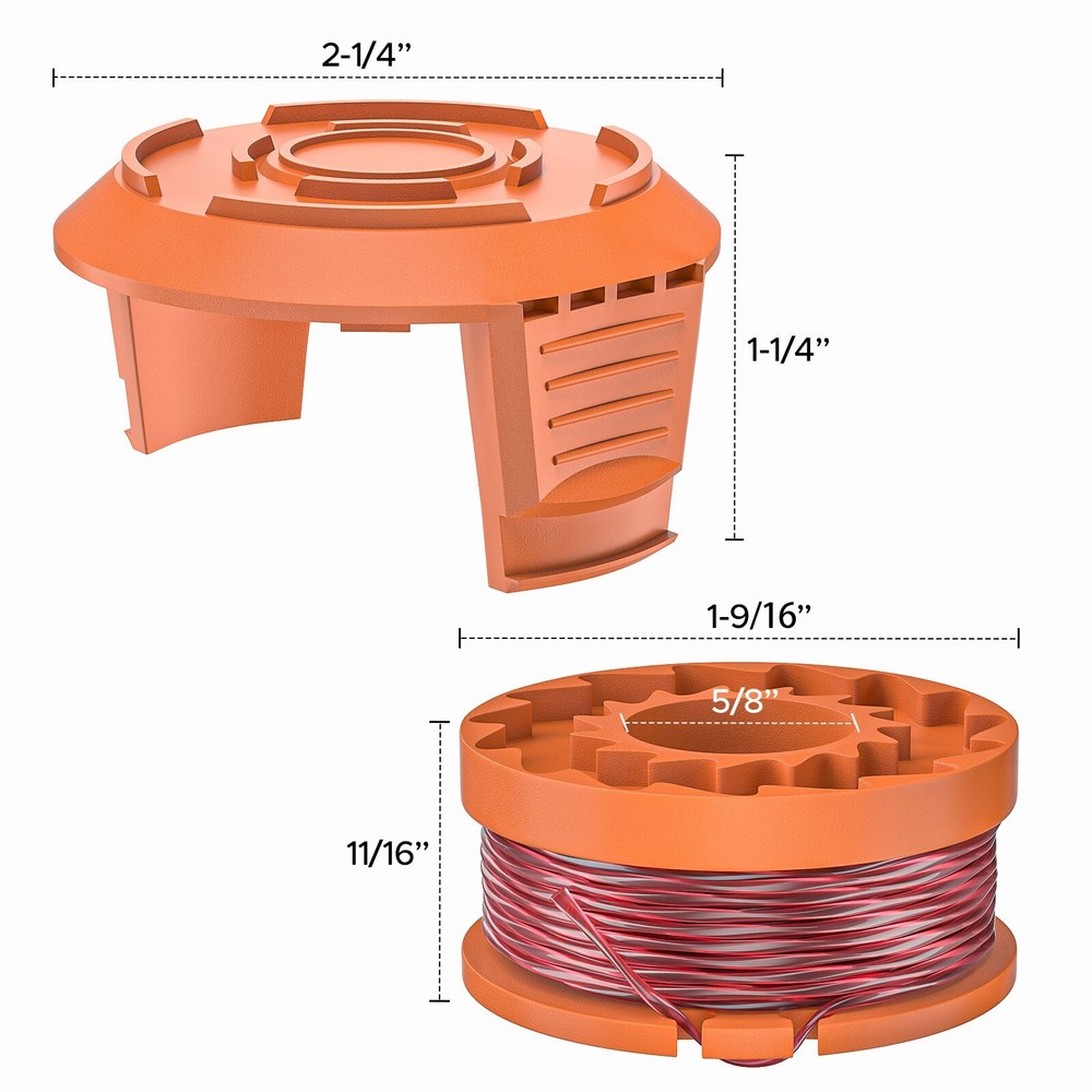 WORX WA0010 8pcs Replacement Spool Line +2pcs Cap For String Trimmer/Edger