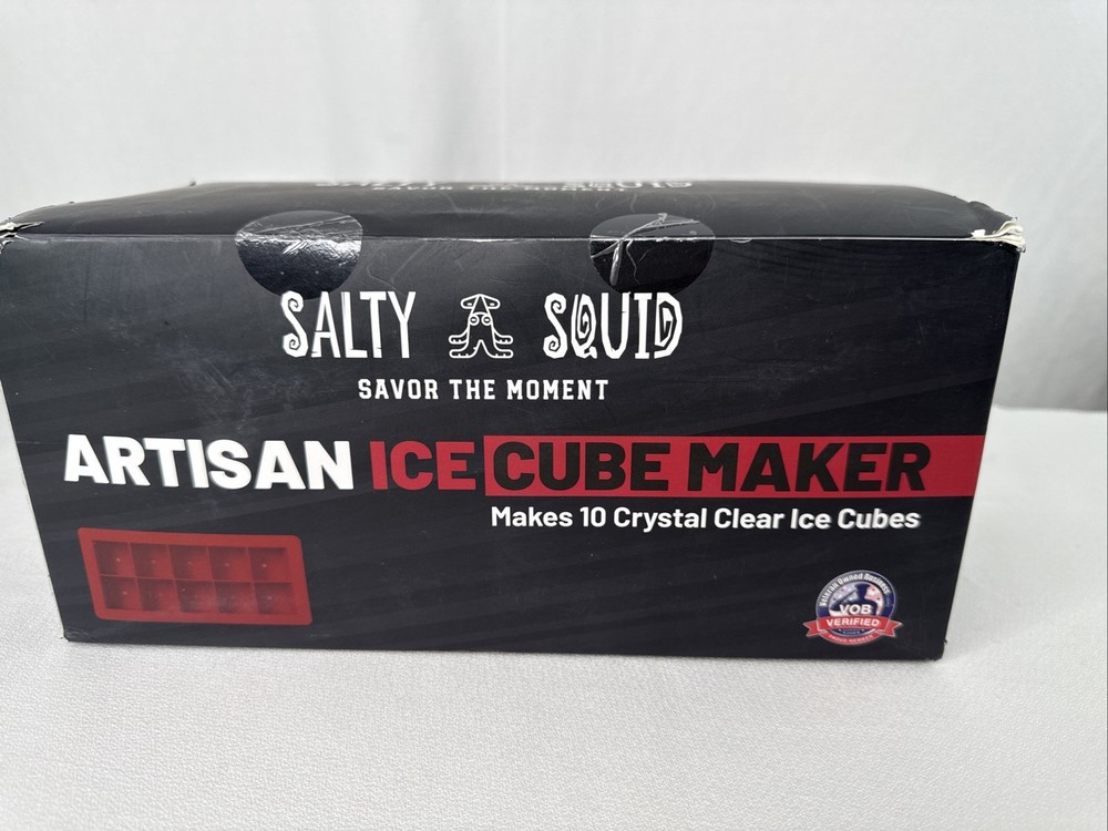 Salty Squid Clear Craft Ice Cube Maker – Square Ice Cube Mold makes 10 Large 2"