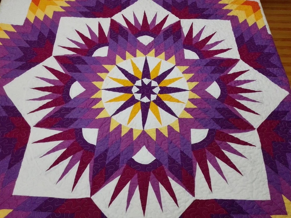 King size machine pieced and quilted Patchwork quilt#113