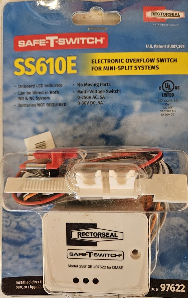 Rectorseal  electronic overflow float switch min split systems