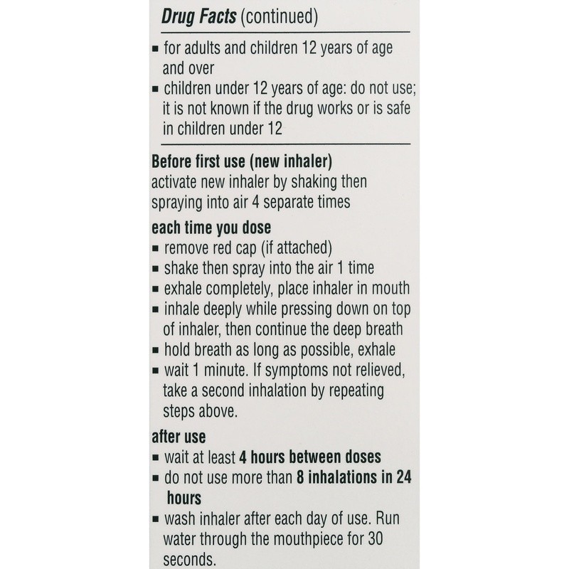 FDA Approved OTC Asthma Inhaler Epinephrine Aerosol 0.125mg Relief 160 Sprays US
