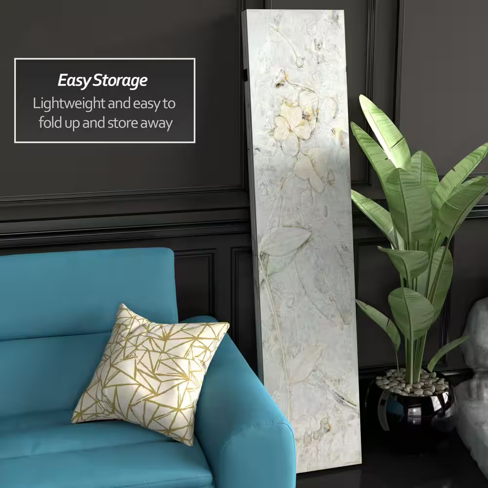 6 Ft. Ivory Flowers Printed 3-Panel Room Divider
