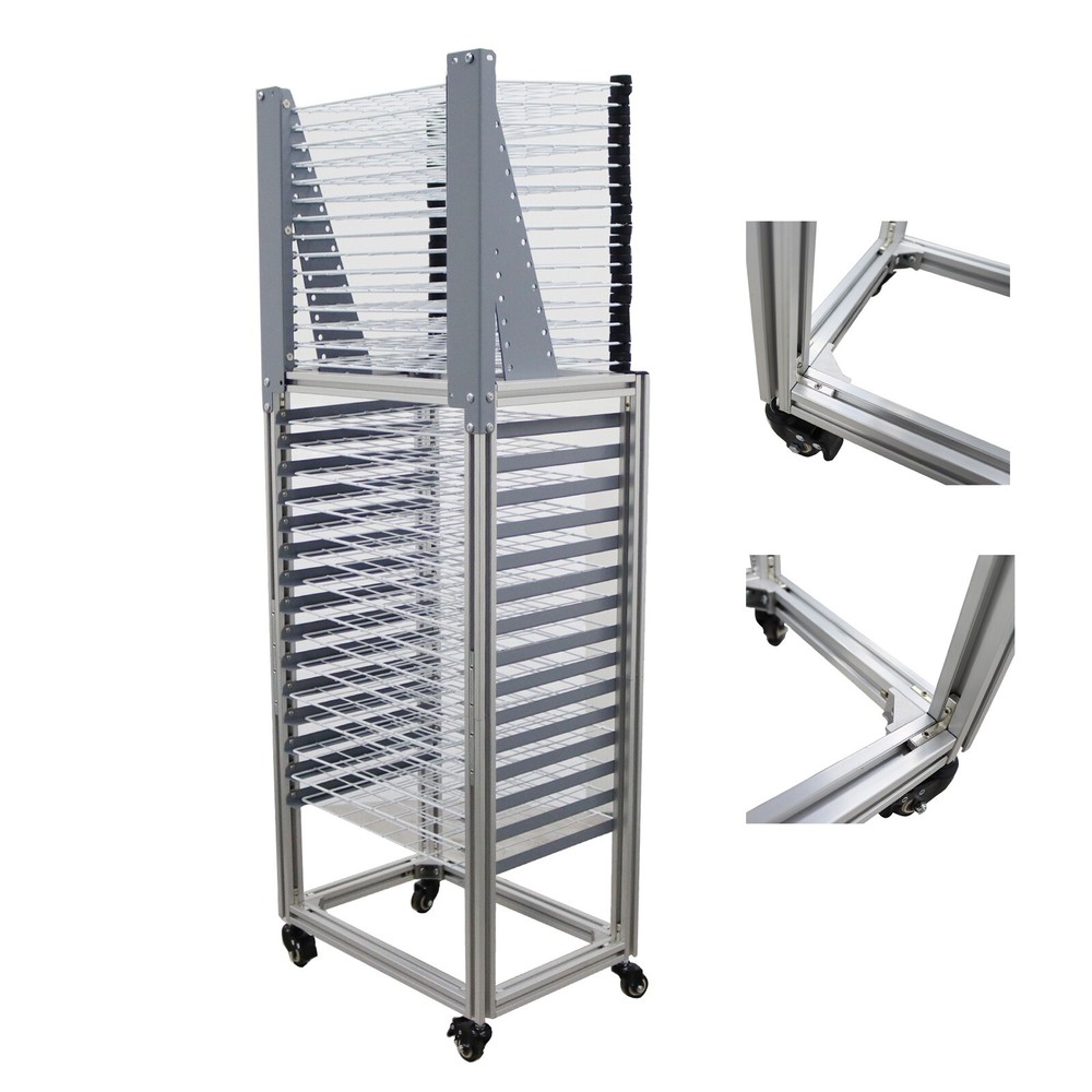 LD3040-30 Layers Ground-placed Movable Push And Flip-open Drying Rack w/Casters