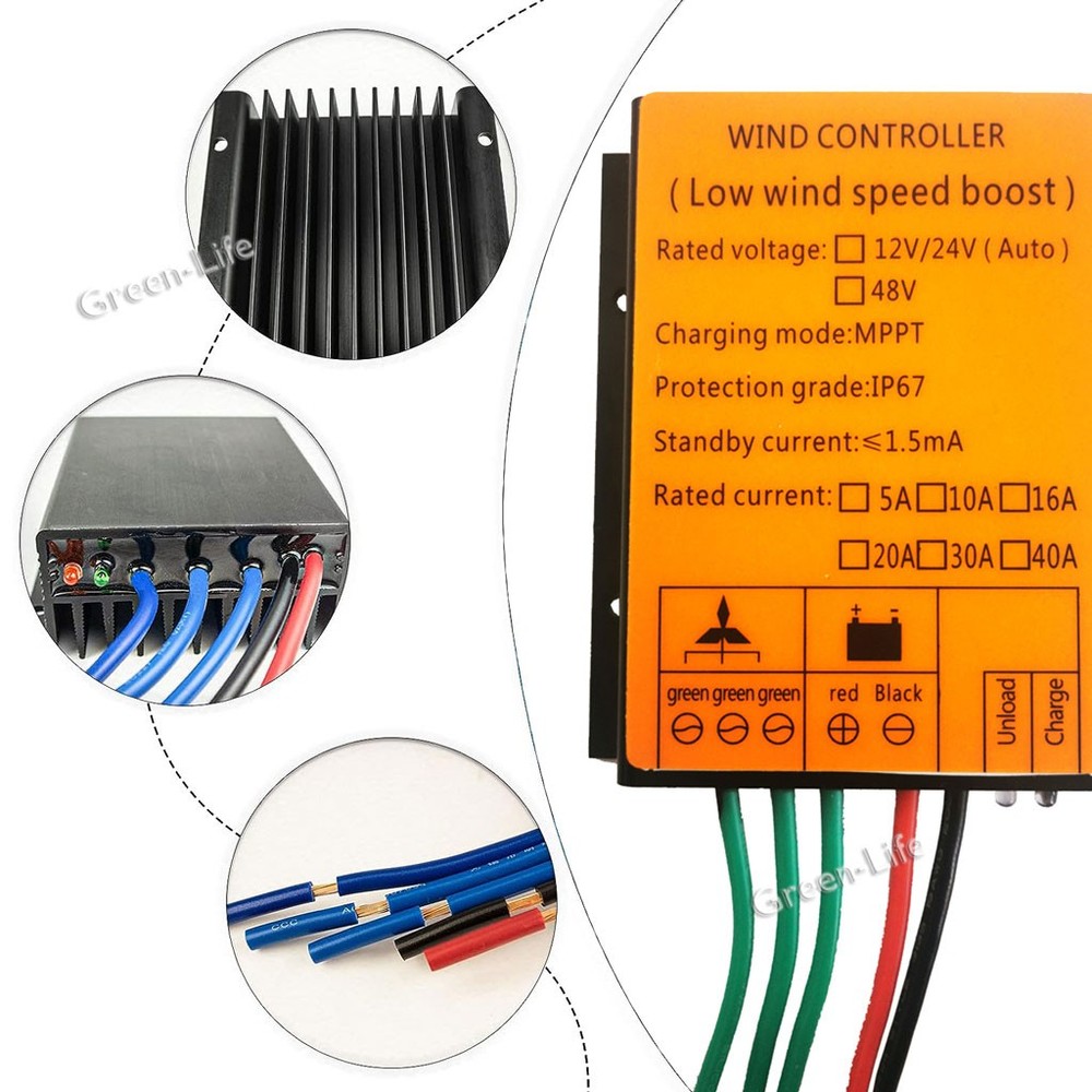 MPPT Waterproof Wind Generator Boost Charge Controller 12/24V Charging Regulator