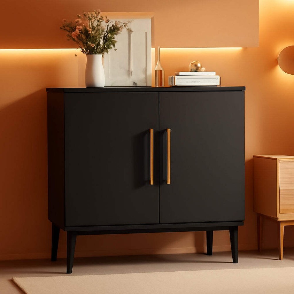 Black Large Buffet Cabinet Sideboard With Ample Storage