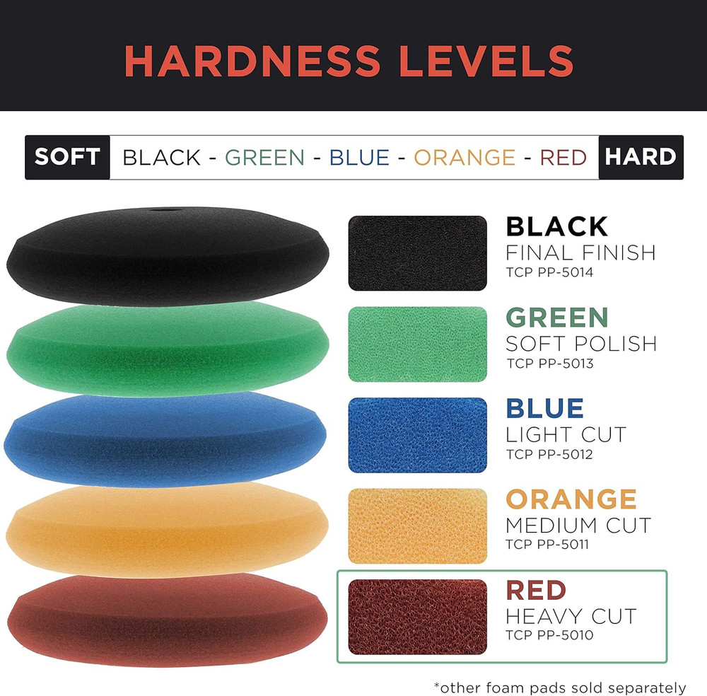 8" Red Foam Buffing Pad Extra Coarse Cutting Polish Hook and Loop Backing - Buff