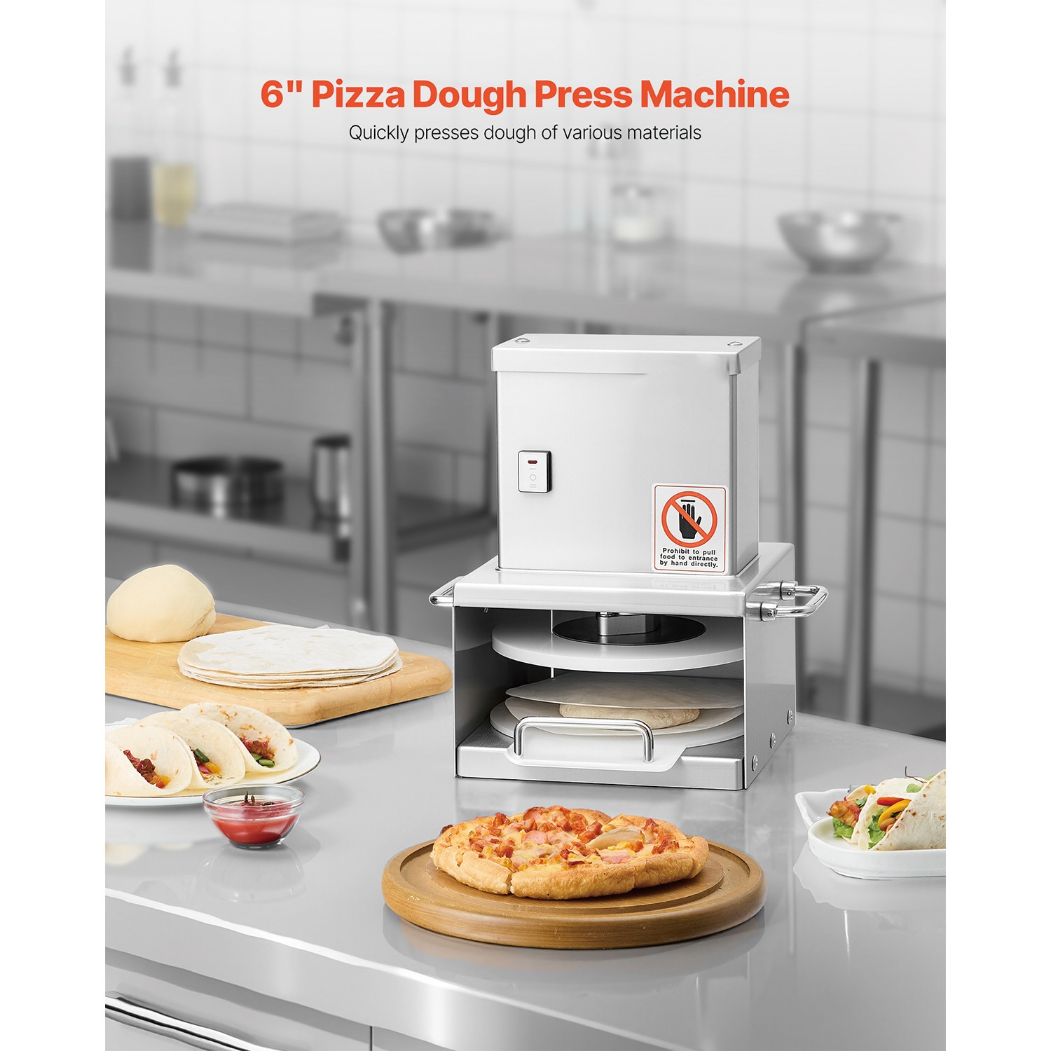 6 in Electric Pizza Dough Press Machine Pizza Pastry Sheeter Stainless Steel