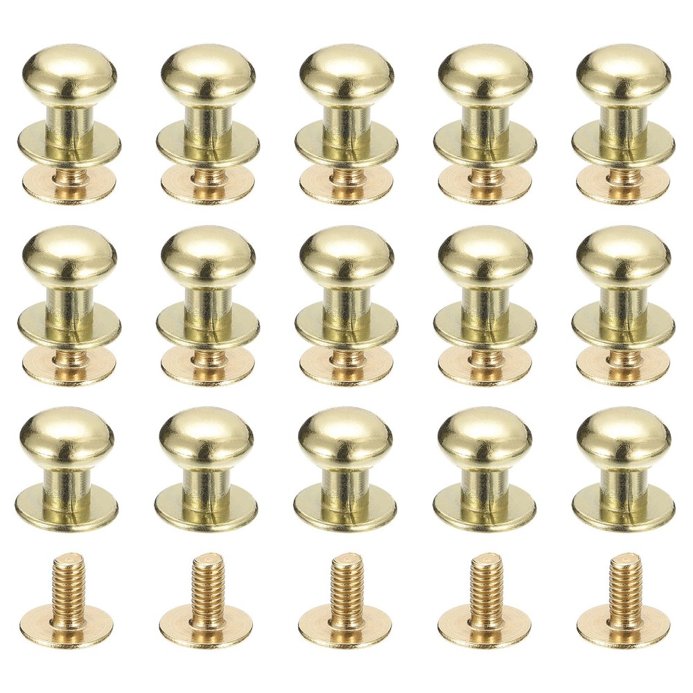8mm Ball Head Stud Rivets Screw Back, 15Pack Round Head Button, Light Golden
