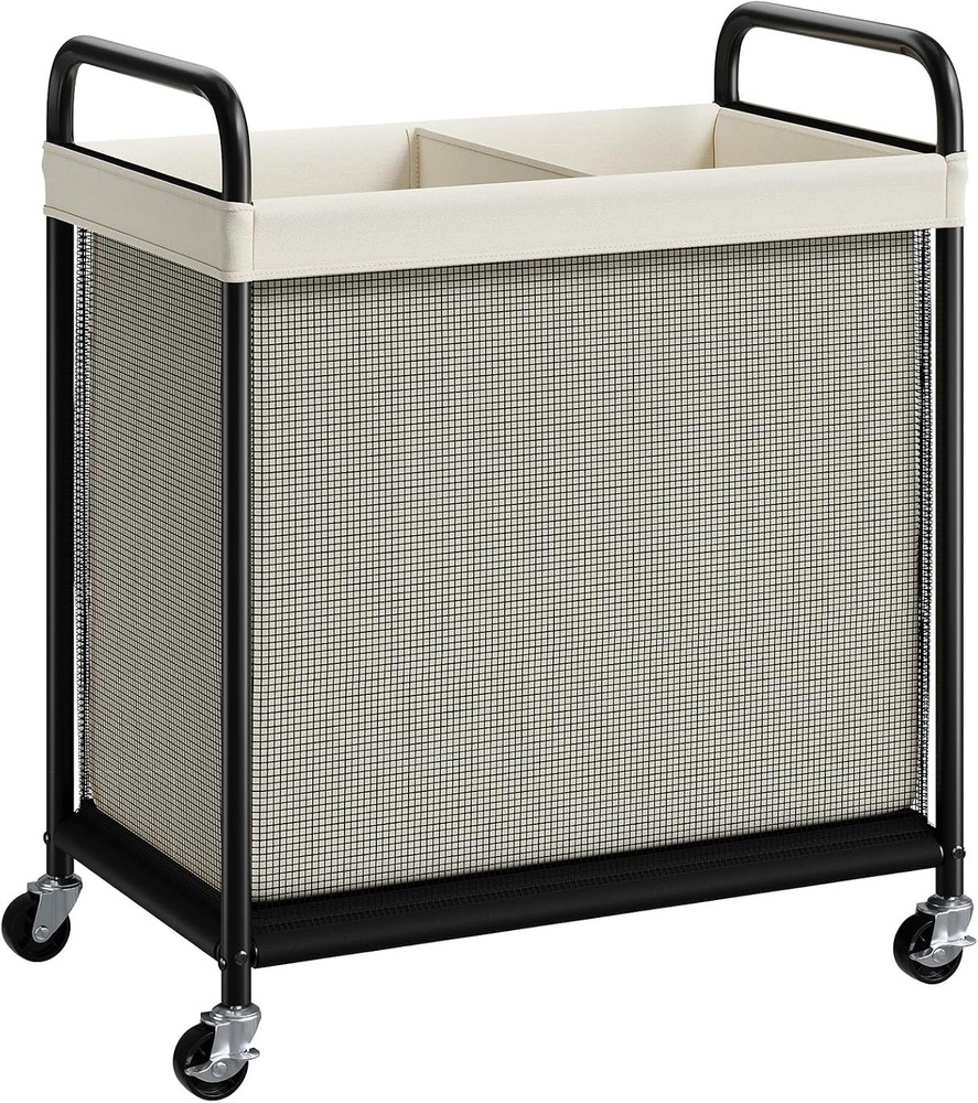 Laundry Hamper 3 Section 120L Rolling Laundry Sorter W/ Removable Liner Bag