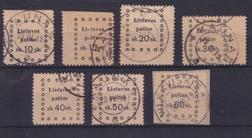 LITHUANIA. 1919. MI 20-26 USED