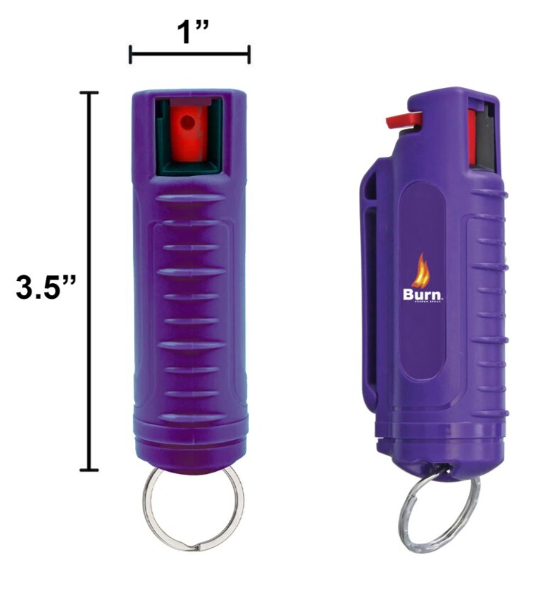 "Burn" Self Defense Pepper Spray Keychain With Safety Lock