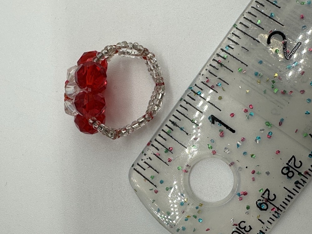 Handcrafted Red Beaded Earrings & Ring