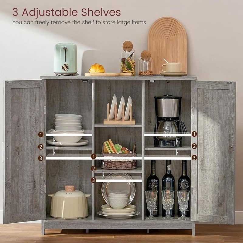 Ample Storage Space Sideboard Buffet Cabinet Dining Room Kitchen Organization US