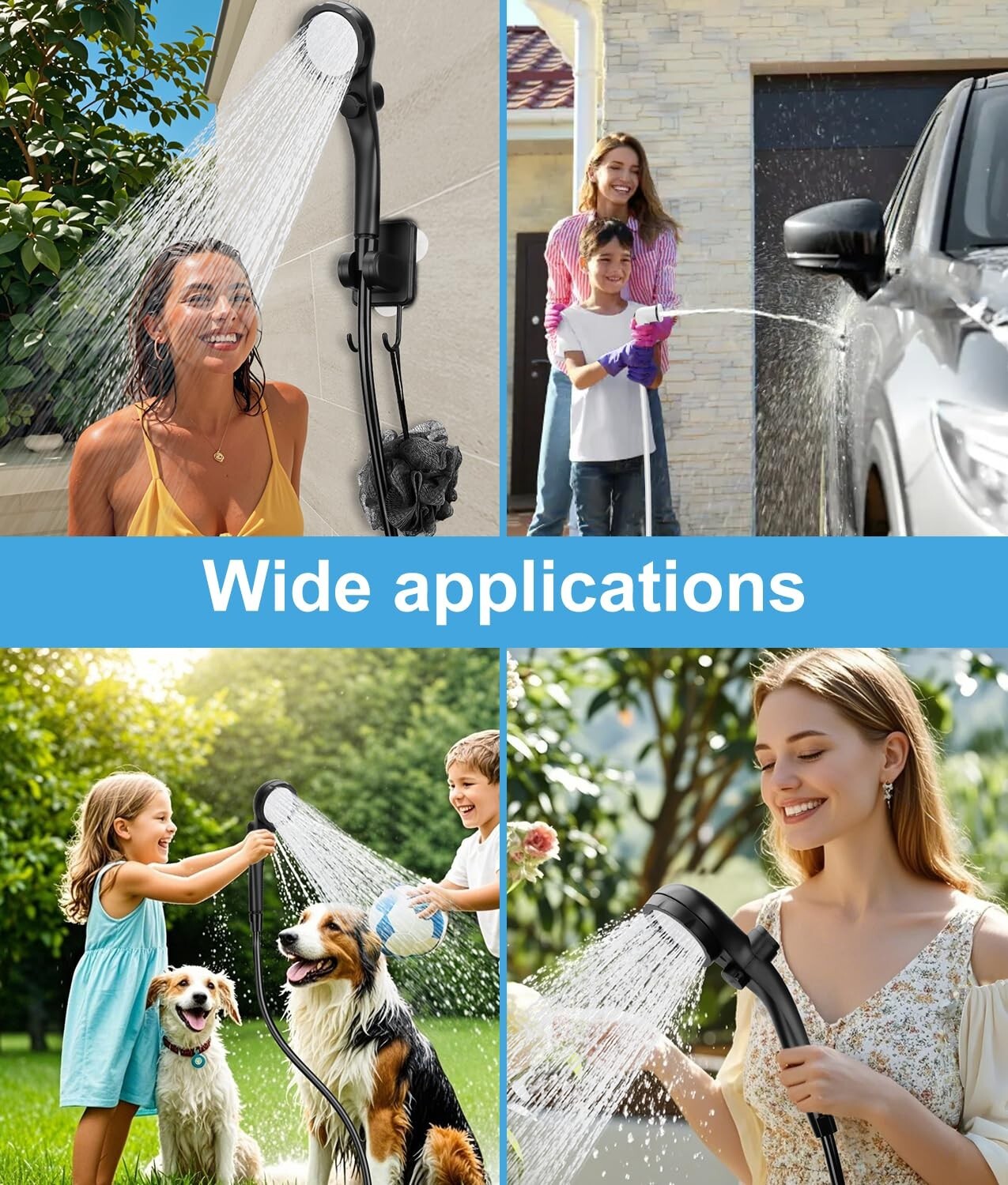 Portable Camping Shower with Shower Head & 5 Gallons Foldable Bucket 6000mAh