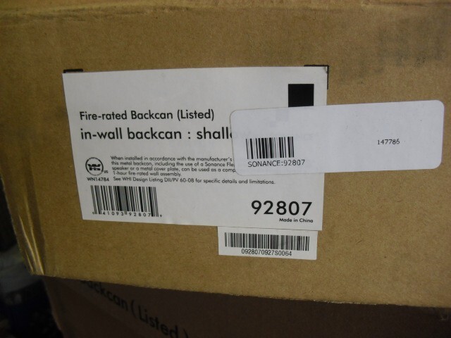 Sonance 92807 shallow Back Can Fired Rated In-wall Mount