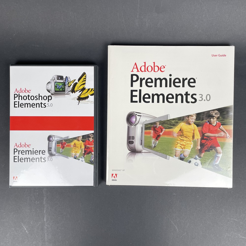 Adobe Photoshop Elements 5.0/Adobe Premiere 3.0 - 2 Disk Set - Sealed Guide