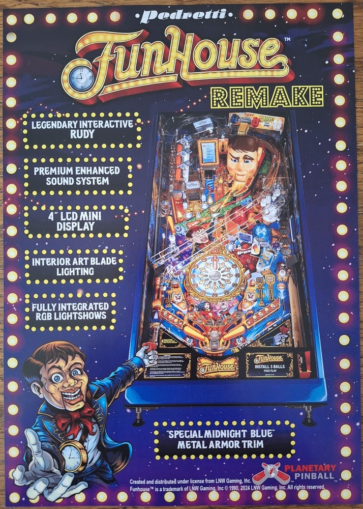 FUNHOUSE REMAKE LE by PEDRETTI pinball flyer
