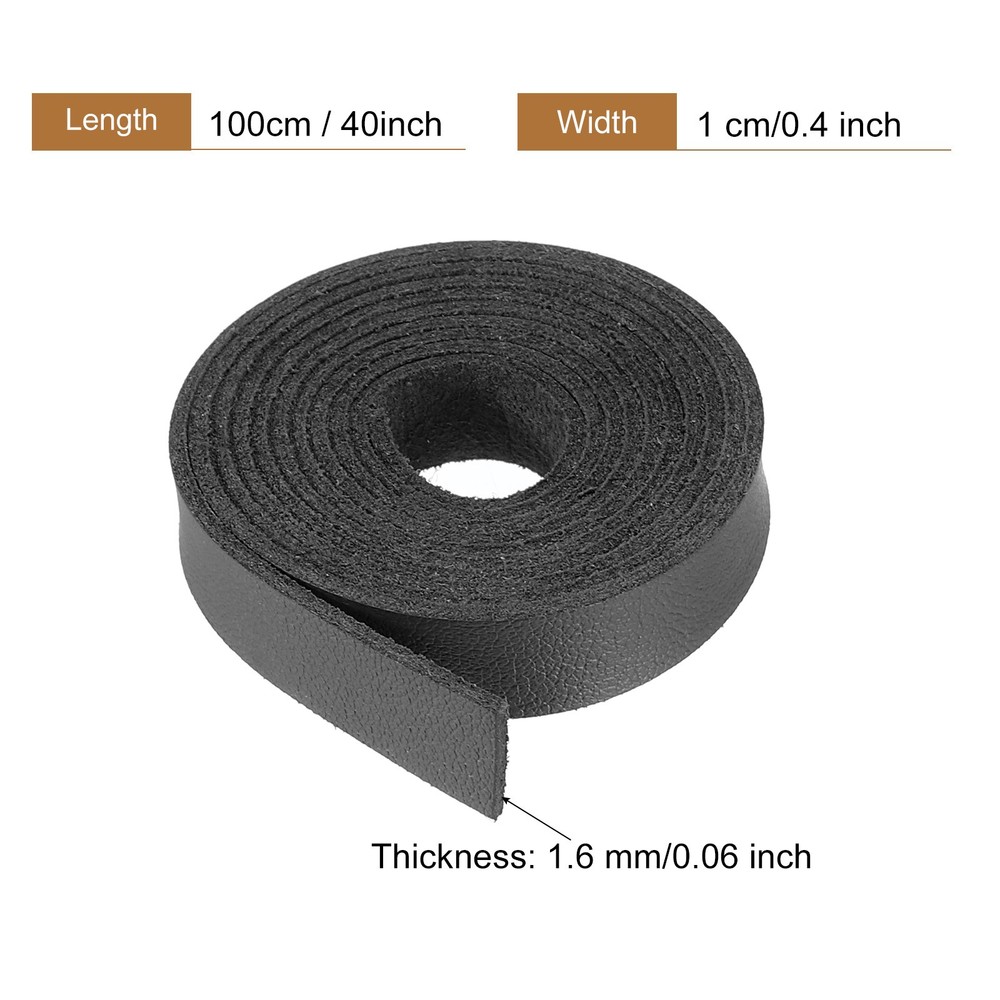 Faux Leather Straps Strip Leather String 1cm/0.4" Width, Black,2pcs