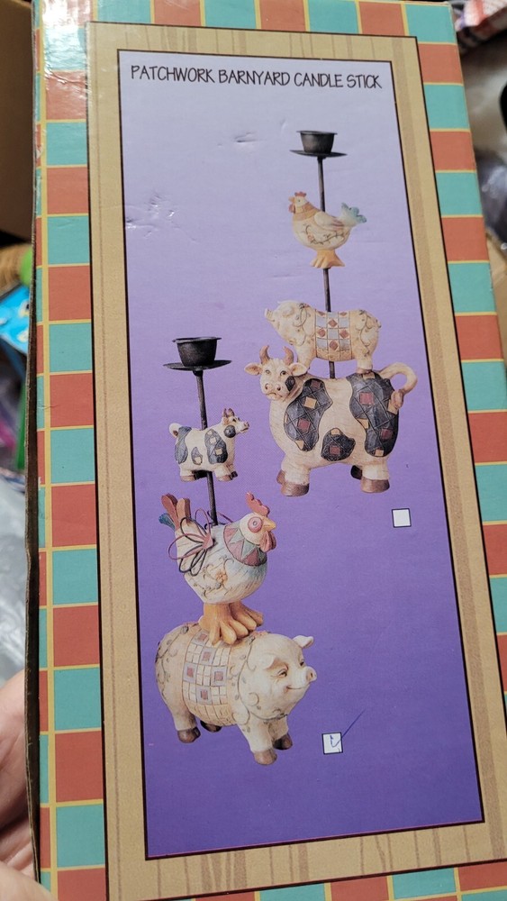 Patchwork Piggy Barnyard Candle Stick New In Box