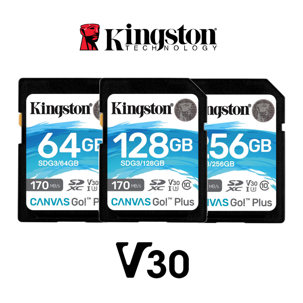 Kingston Canvas Go Plus SD Card 64GB 128GB 256GB SDXC Camera Flash Memory V30 U3