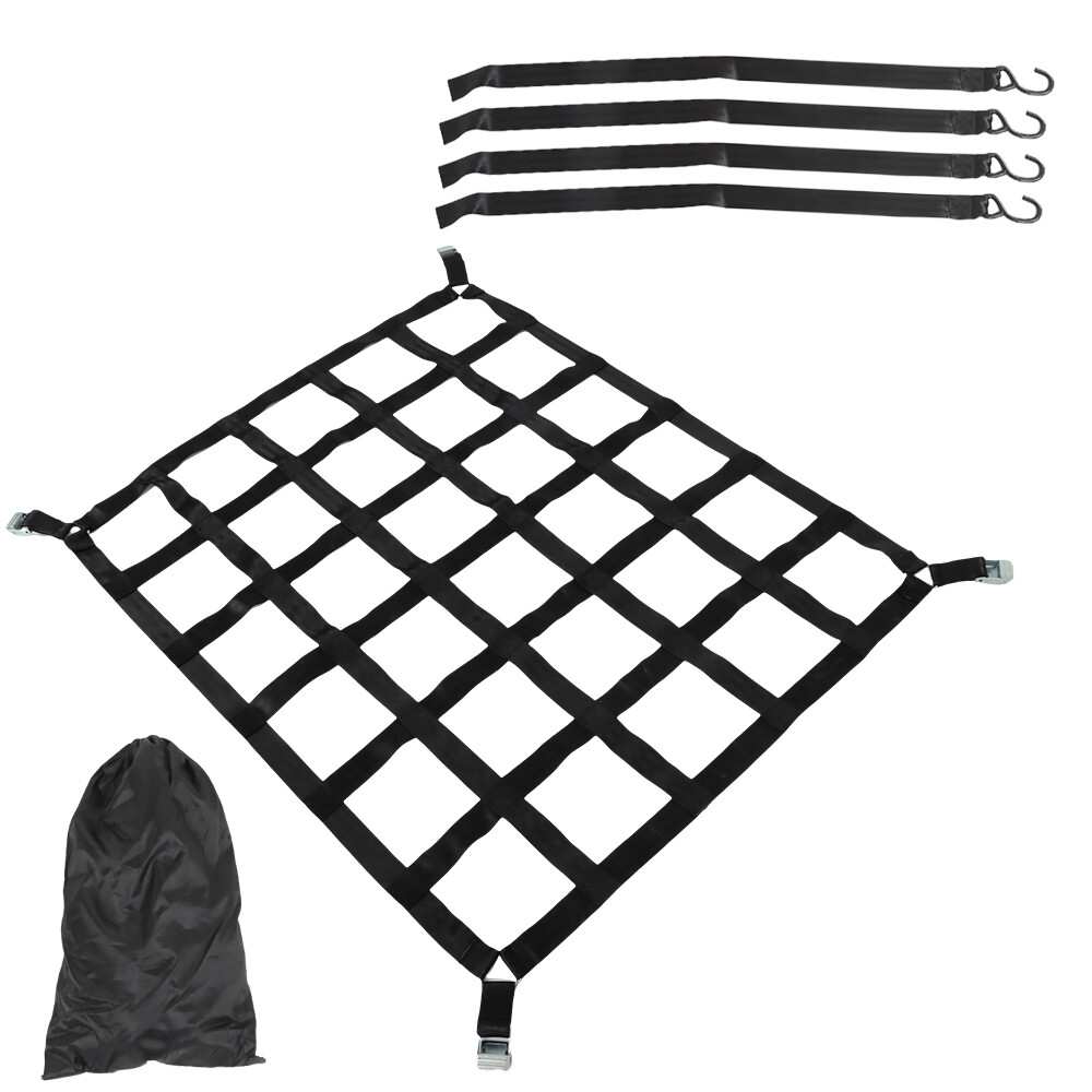 Heavy Duty polyester Cargo Net Webbing w/ Cam Buckles For Truck 50"x42" 1100LBS