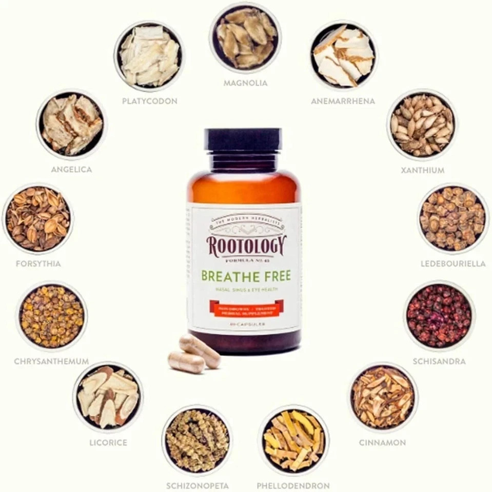 Rootology Breathe Free - Natural Nasal & Sinus Relief - Fast-Acting, Non-Drow