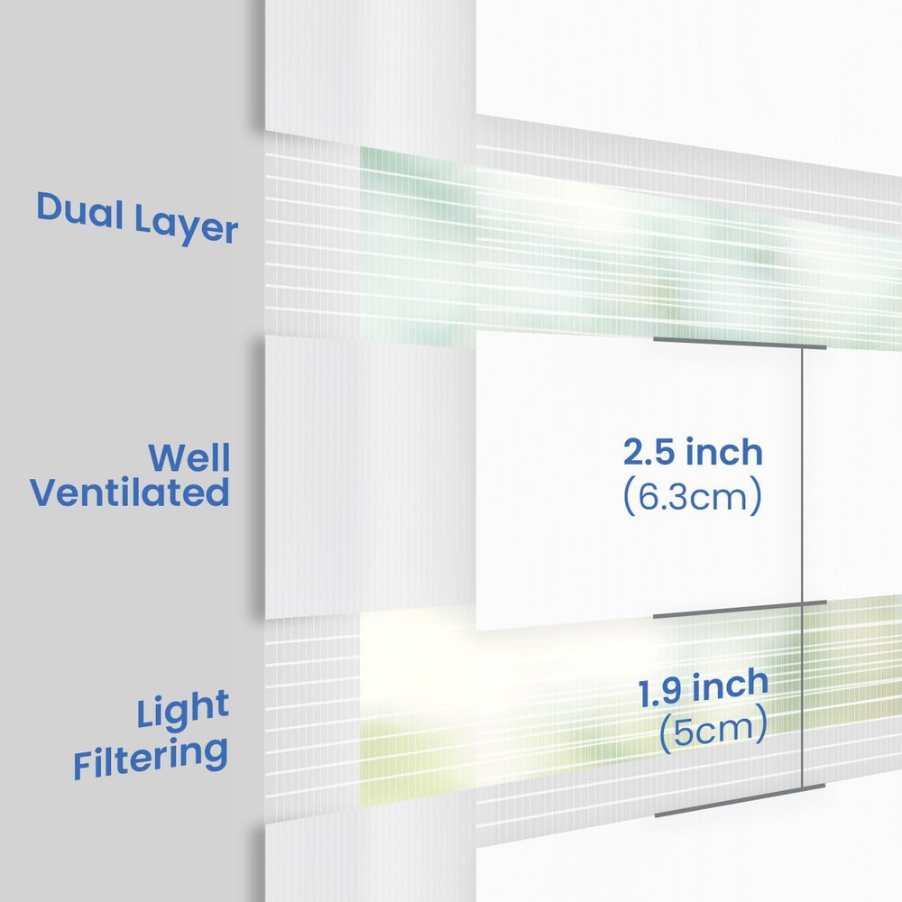Custom Cordless Zebra Roller Shades, 25"x64", Dual Layer for Light Control