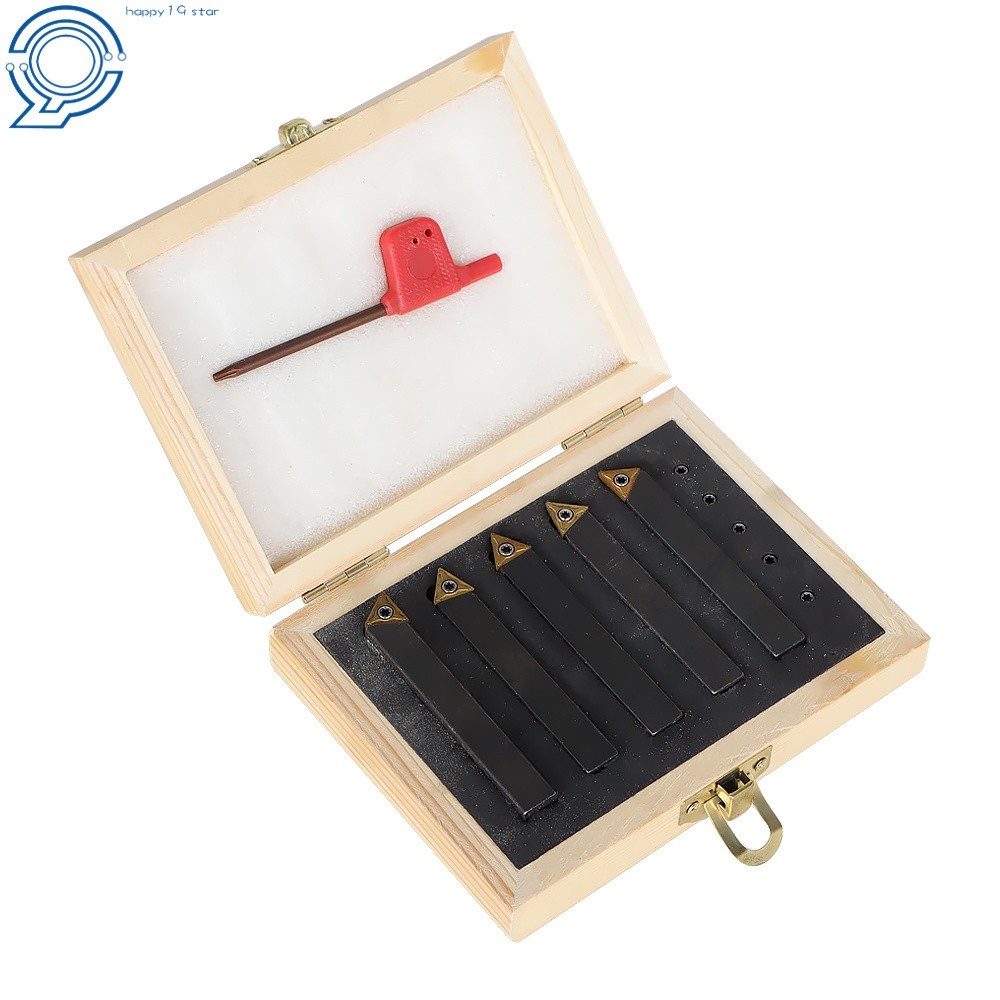 5 Pack 3/8" Carbide Indexable Turning Tool Lathe Tool Bit With Carbide Inserts