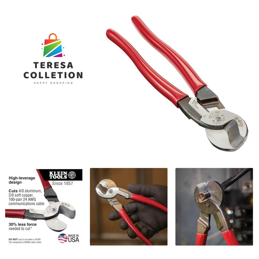 Durable 9-Inch High Leverage Cutter with Precision Jaws for Easy Cable Cutting