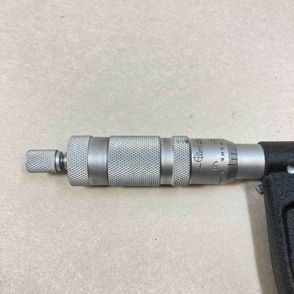 Central Tool 3"-4" Outside Micrometer Solid Frame Lock Nut Ratchet Stop w/ Box