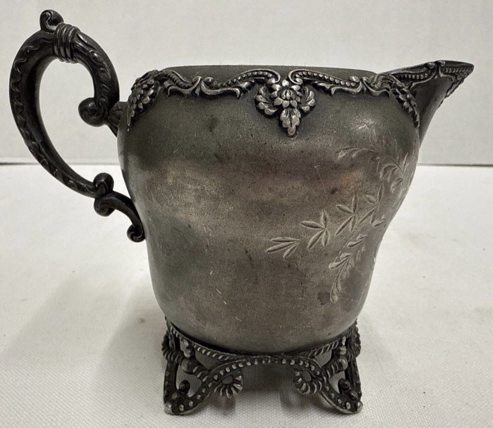 Vintage E.G .WEBSTER & SONS Quadruple Silverplate Cream Pour PITCHER #48 Etched