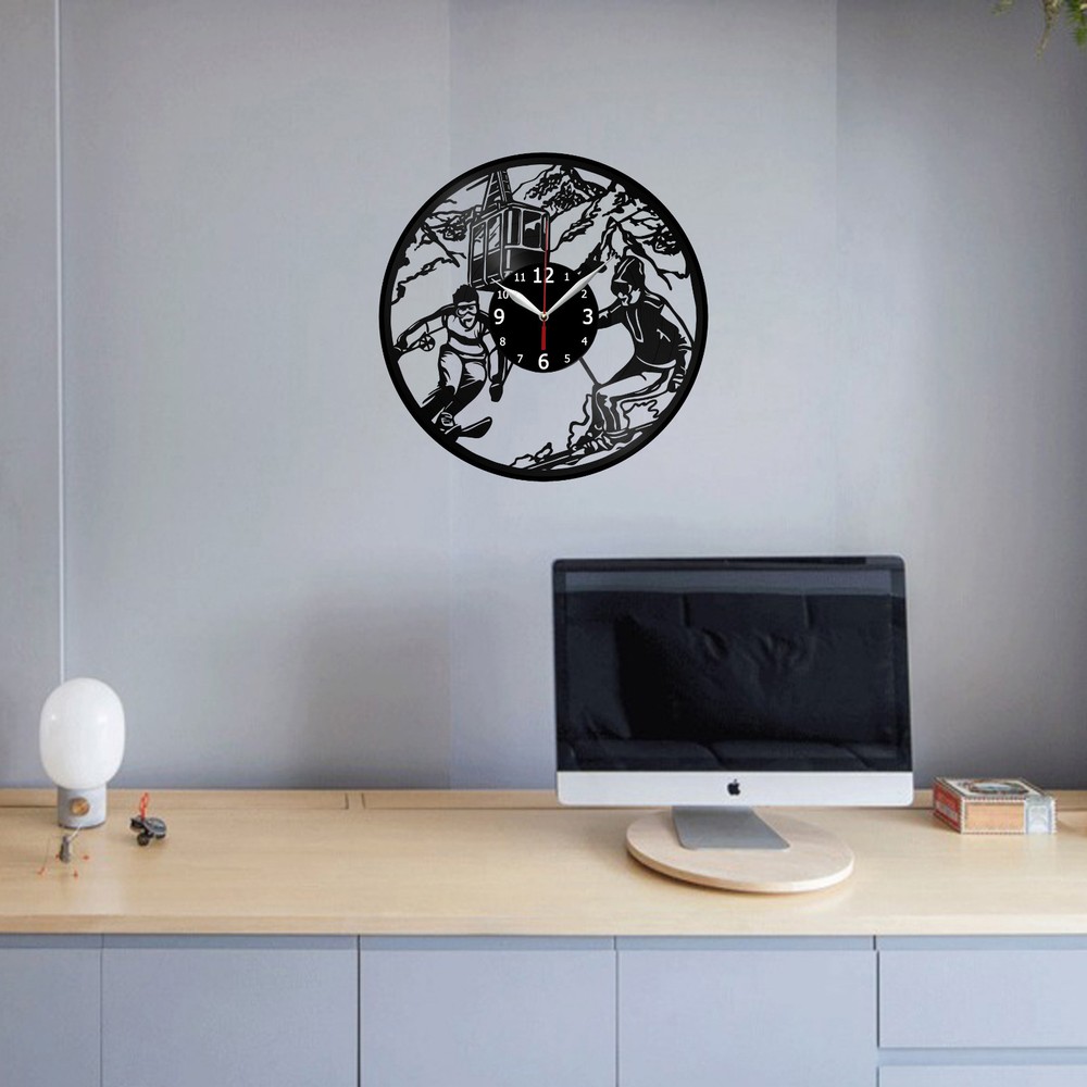 Ski Vinyl Record Wall Clock Decor Handmade 1789