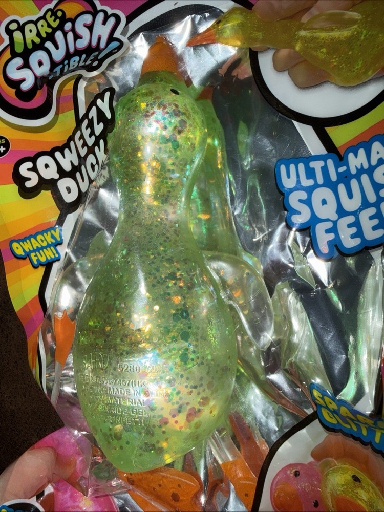 Ja-Ru Irre Squish Squeezy Duck Glitter Green