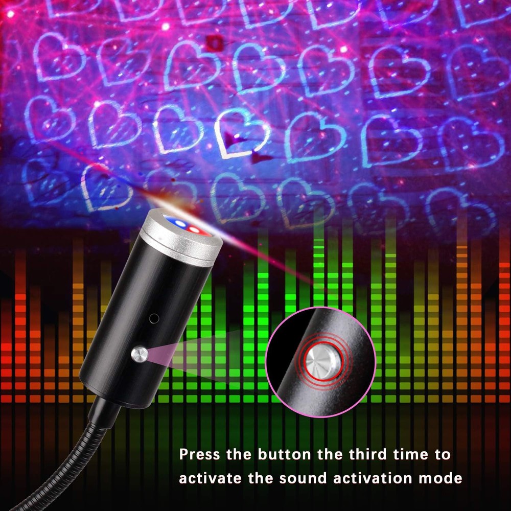USB Star Night Light,9 Functional Modes | 24 Lighting Blue&Red
