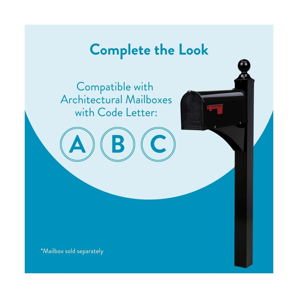 Architectural Mailboxes Landover Aluminum Mailbox Post, Black