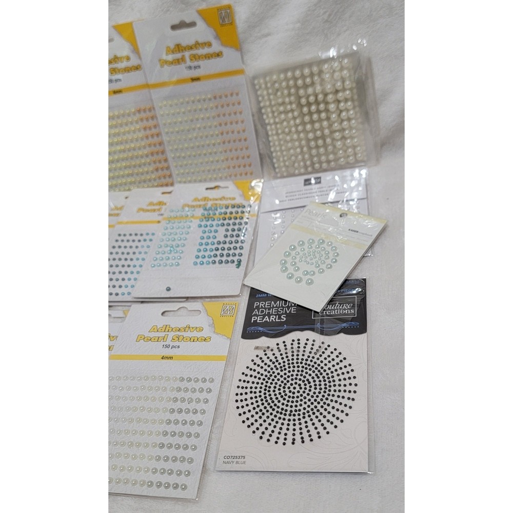 Adhesive Pearl Stones 17 pack Crafters BUNDLE
