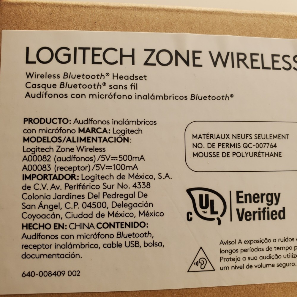 Logitech Zone Wireless Bluetooth Headset Compatible With iPhone iPad 981-000913