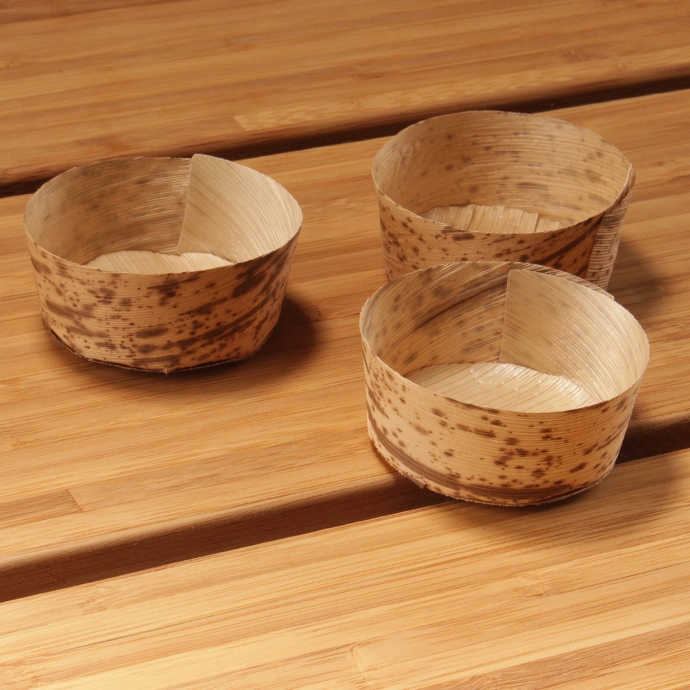 BambooMN Bamboo Leaf Round Tubs - Multiple Sizes & Quantities Available