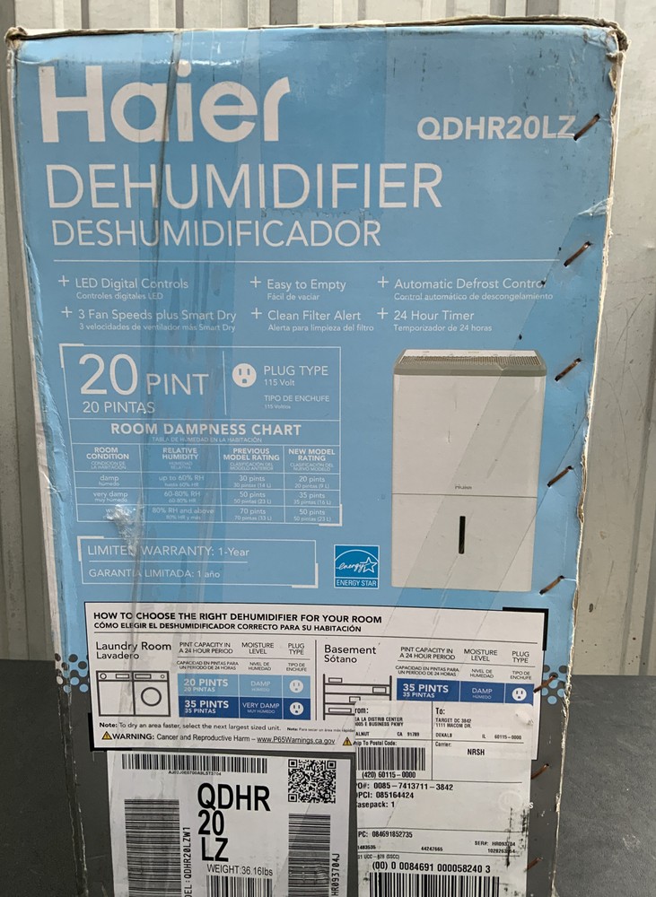 🍏 Haier 20 Pint Dehumidifier