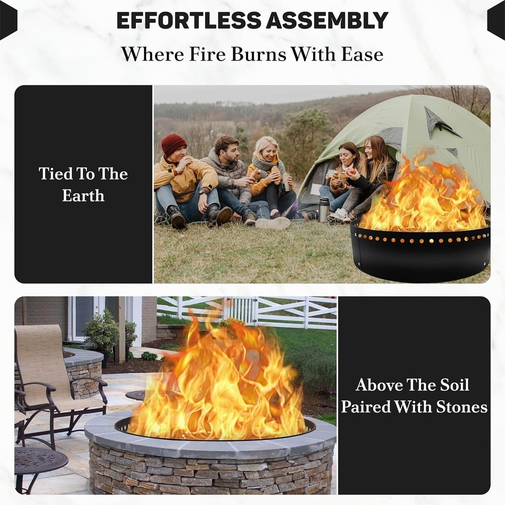 FEBTECH 48" Smokeless Fire Ring for Outdoor Fire Pits