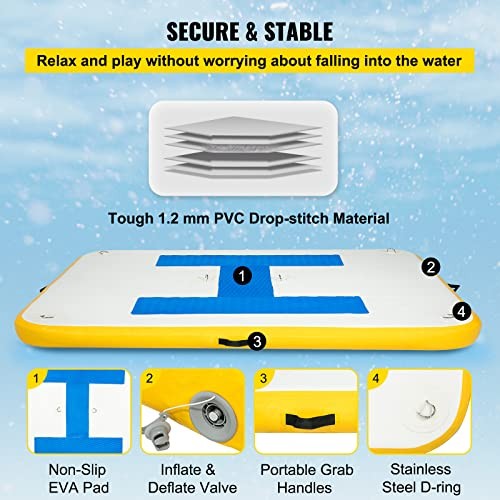 VEVOR INFLATABLE FLOATING DOCK 6 X 5 FT DOCK PLATFORM 6" THICK - Scratch & Dent