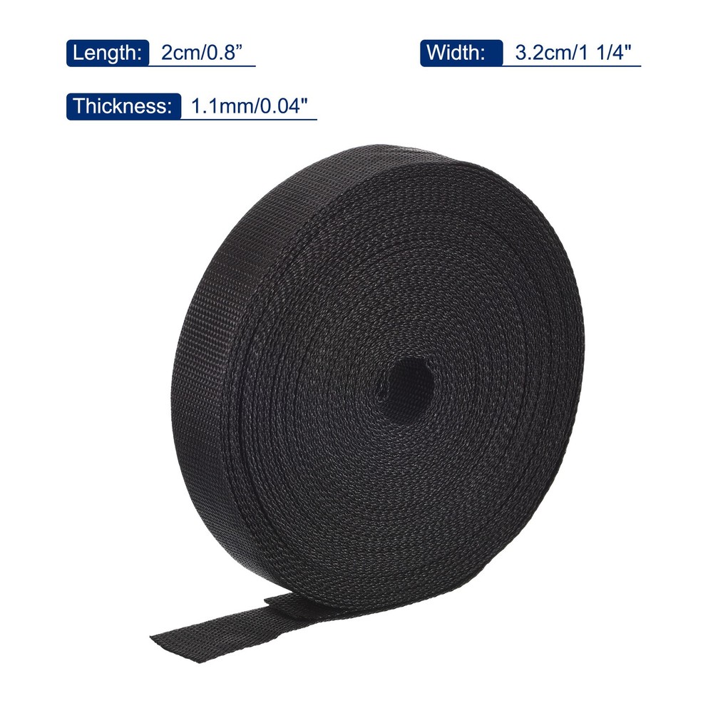 Lightweight Polypropylene Webbing Strap 1 1/4" 25 Yard Backpack Black