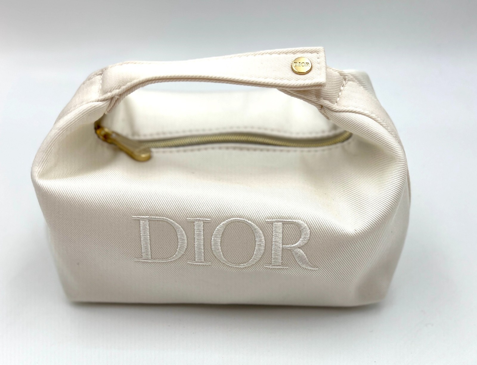 Christian Dior Cosmetic Makeup Bag Pouch With Top Handle New in Box!~ White