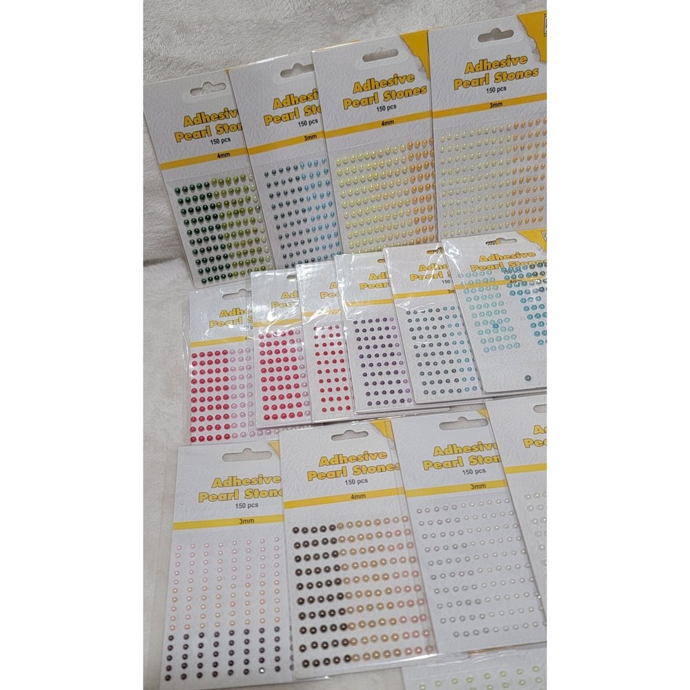 Adhesive Pearl Stones 17 pack Crafters BUNDLE