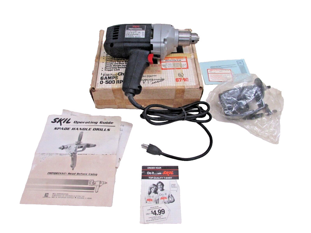 SKIL PROFESSIONAL 1/2” #6740 SPADE HANDLE REVERSIBLE SPEED CONTROL TRIGGER DRILL