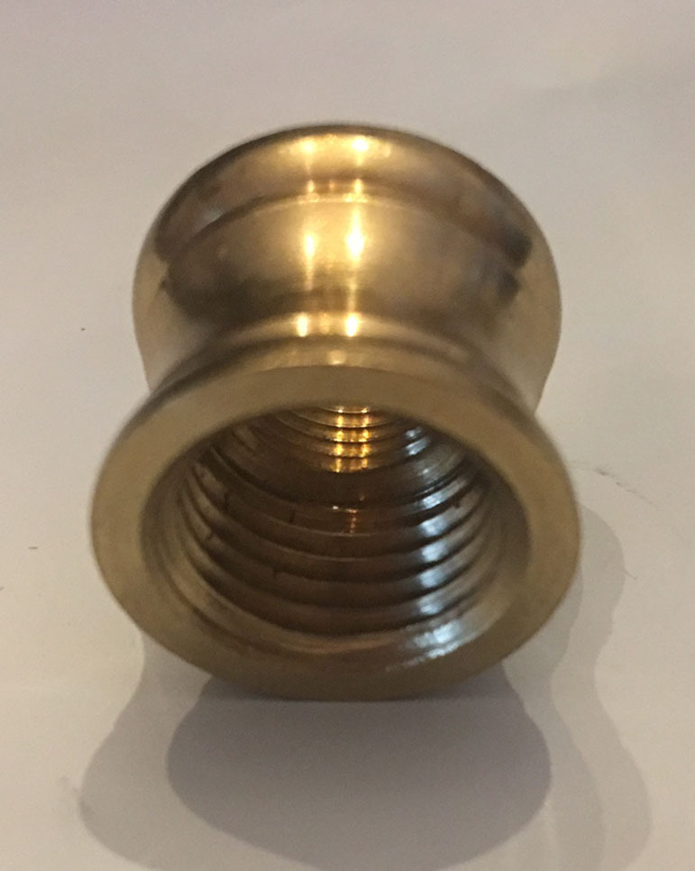 New Unfinished Brass Neck Coupling 1/8F x 1/4F (3/8" x 1/2" lamp pipe) Lamp Part
