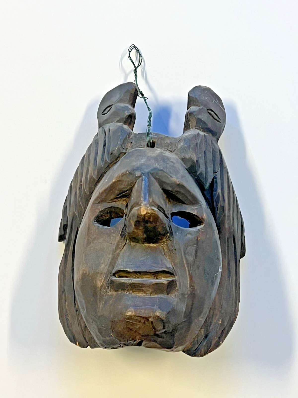 Antique Native American indian Hand Carved Totem Style Wooden Wall Hanging Mask