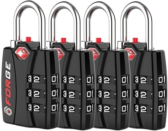 4x Resetable 3 Number Combination TSA Open Alert Indicator Luggage Locks Small