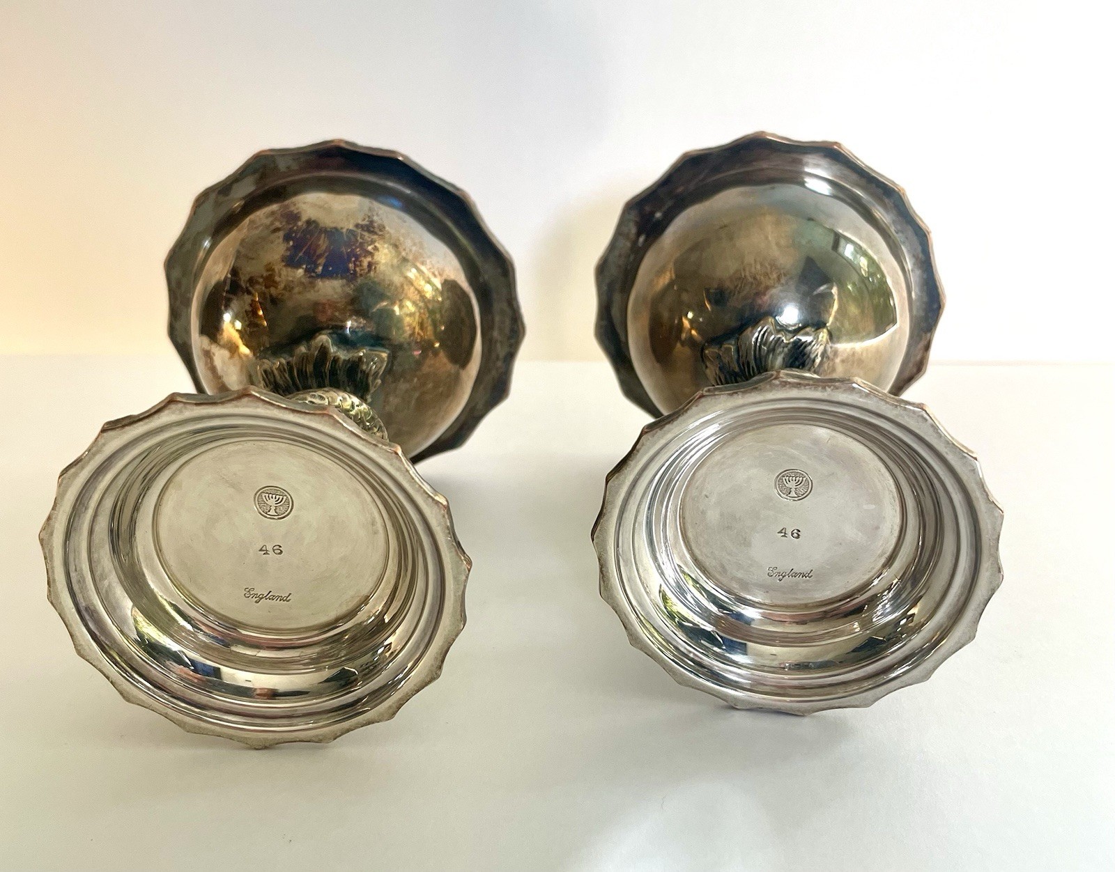 Antique Pair Barker Ellis Dolphin Compotes English Silver Plate Victorian