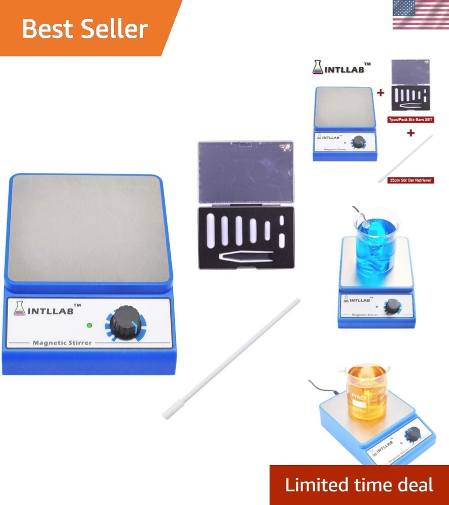 Compact Magnetic Stirrer with Stir Bar Retriever - 7PCS Set for Efficient Mixing